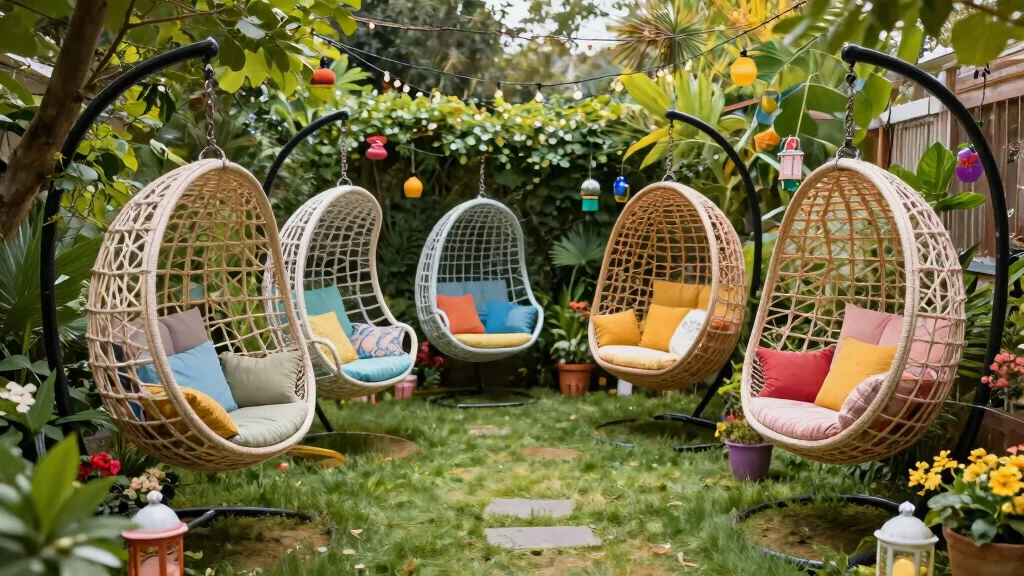 8 Swinging Egg Chairs for a Playful Outdoor Seating Vibe