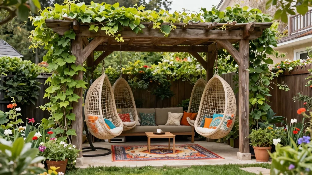 9 Pergola with Hanging Chairs for the Ultimate Outdoor Retreat